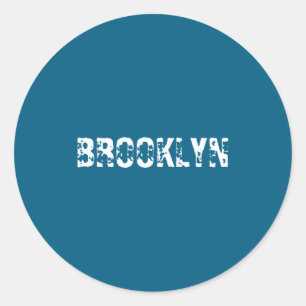 Brooklyn New York City Nyc Witte Tekst Nostalgisch Ronde Sticker
