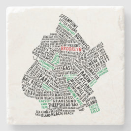 Brooklyn New York City Typografische Map Stenen Onderzetter