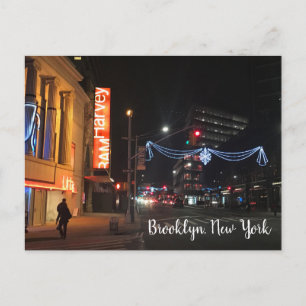 Brooklyn New York Fulton Street Kerstverlichting N Feestdagenkaart