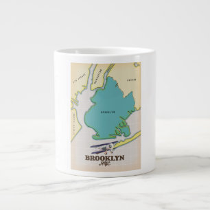 Brooklyn New York Kaart Extra Grote Beker