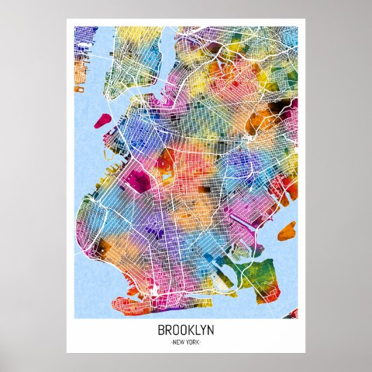 Brooklyn New York Map Poster (Voorkant)