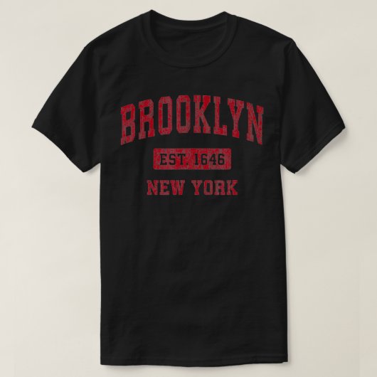 Brooklyn New York NY Sportdesign Red Des T-shirt (Design voorkant)