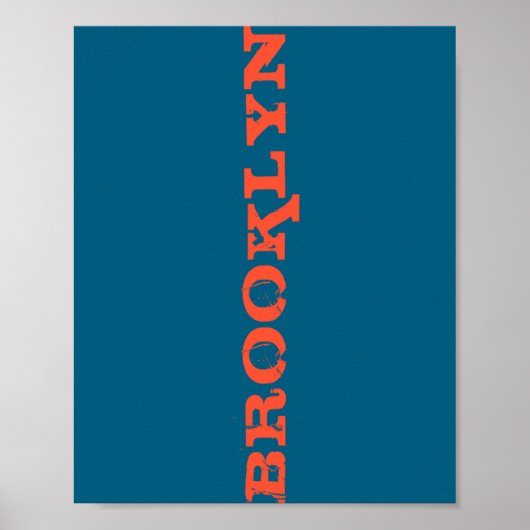 Brooklyn New York Nyc Navy Blue Orange Mens Basic Poster (Voorkant)