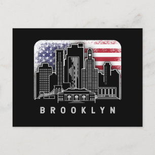 Brooklyn New York Skyline American Flag Briefkaart