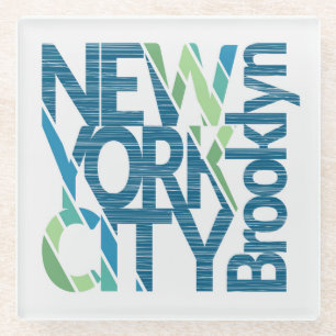 Brooklyn New York Typografie Glazen Onderzetter
