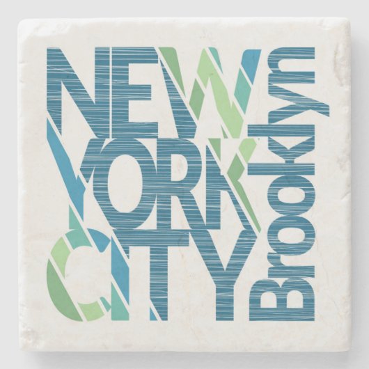 Brooklyn New York Typografie Stenen Onderzetter (Voorkant)