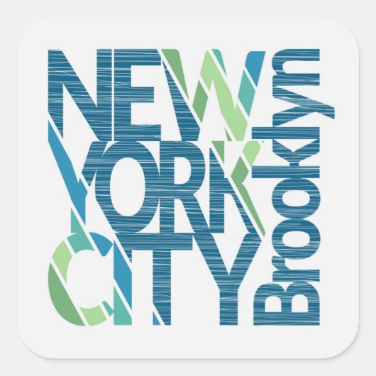 Brooklyn New York Typografie Vierkante Sticker (Voorkant)