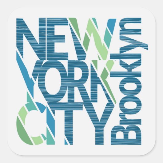 Brooklyn New York Typografie Vierkante Sticker (Voorkant)
