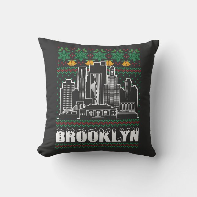 Brooklyn New York Ugly Christmas Kussen (Voorkant)
