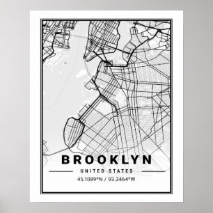 Brooklyn New York US Travel City Map Poster