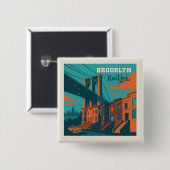 Brooklyn New York Vierkante Button 5,1 Cm (Voorkant /achterkant)