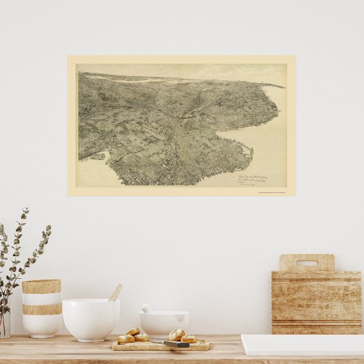 Brooklyn, NY Panoramic Map - 1897 Poster (Keuken)