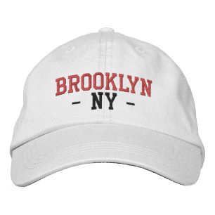 BROOKLYN NY Preppy Rood Zwart op Wit Geborduurde Pet