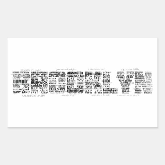 Brooklyn NY Typografiedesign Rechthoekige Sticker (Voorkant)