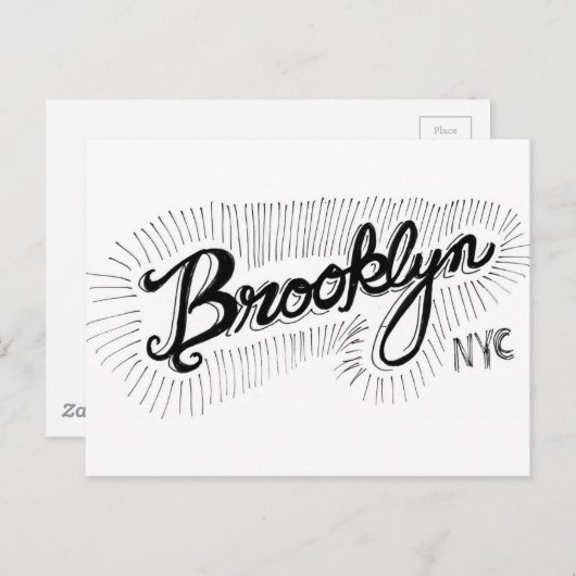Brooklyn NYC Hand getekend script Briefkaart (Voorkant / Achterkant)