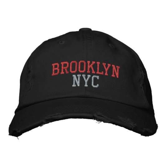 BROOKLYN NYC Rood Grijs en Zwart Vintage Stijl Geborduurde Pet (Voorkant)