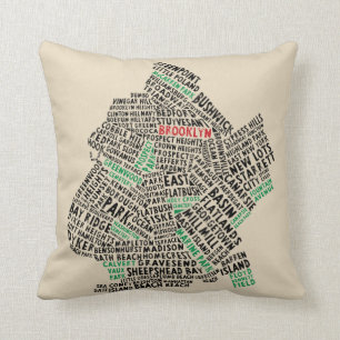 Brooklyn NYC Typografische Map Cushion Kussen
