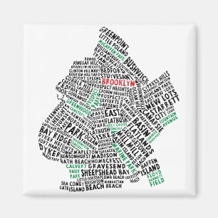 Brooklyn NYC Typografische Map Magneet