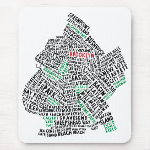 Brooklyn NYC Typografische Map Muismat