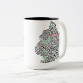 Brooklyn NYC Typografische Map Tweekleurige Koffiemok (Voorkant rechts)