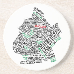Brooklyn NYC Typografische Map Zandsteen Onderzetter