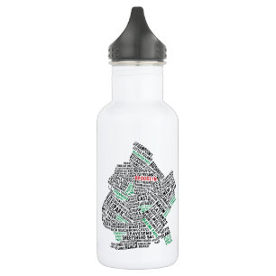 Brooklyn NYC Typography Map Bottle Waterfles