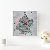 Brooklyn NYC Typography Map Clock Vierkante Klok (Huis)