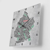 Brooklyn NYC Typography Map Clock Vierkante Klok (Hoek)