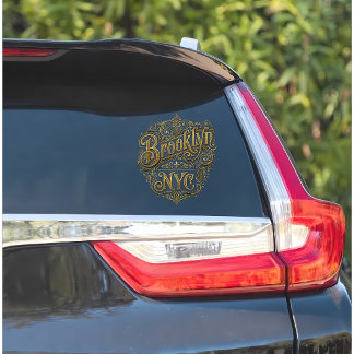 Brooklyn NYC Weelderige Gouden Filigraan Typografi Sticker