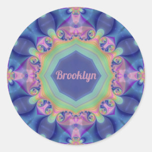 BROOKLYN ~ Pastel Abstract Kaleidoscoop patroon ~ Ronde Sticker