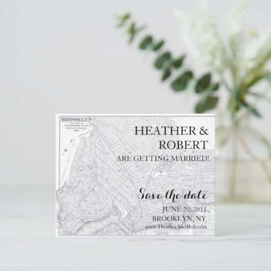 Brooklyn Save the Date - Carte ancienne (gris) (Debout devant)