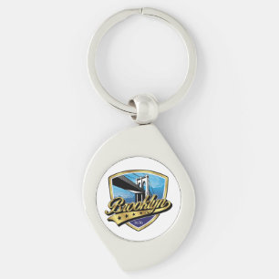 Brooklyn Schild en Swoosh Ontwerp Sleutelhanger