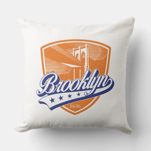 Brooklyn Schild met Swoosh-ontwerp Kussen (Voorkant)