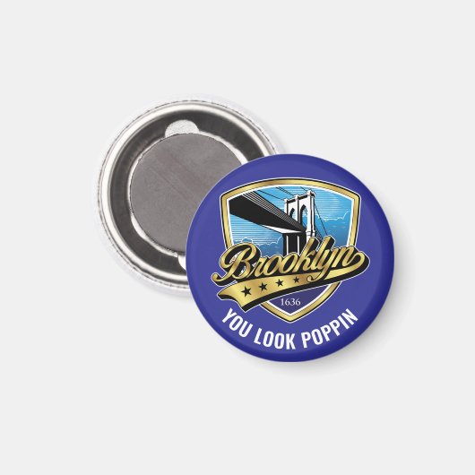 Brooklyn Shield en Swoosh Design Magneet (Voorkant / Achterkant)