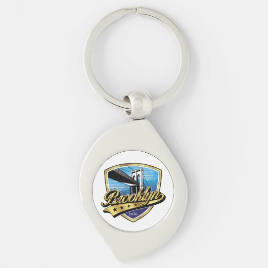 Brooklyn Shield en Swoosh Design Sleutelhanger (Voorkant)