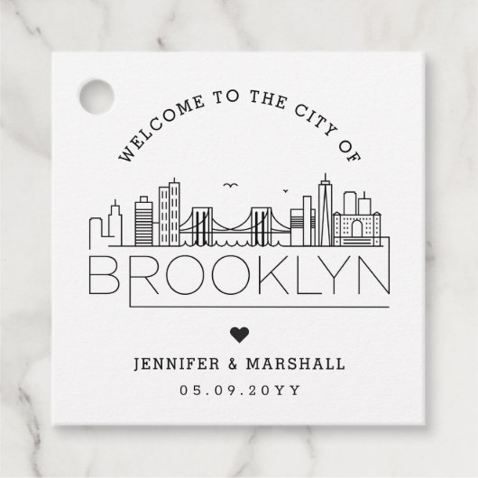 Brooklyn Skyline | Bruiloft Welkom Favor Bedankjes Labels (Voorkant)