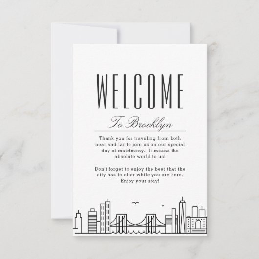 Brooklyn Skyline | Welkomstberichten — Labels Notitiekaartje (Voorkant)