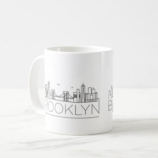 Brooklyn Stylisé Skyline Café Mug (Devant gauche)