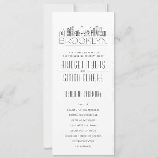 Brooklyn Stylized Skyline | Weddenschap-programma Kaart (Voorkant)