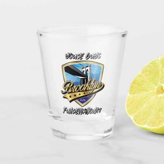 Brooklyn Swoosh Logo Ontwerp Shot Glas (Voorkant)