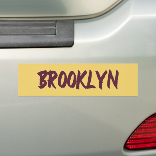 Brooklyn Text Base Design on Yellow Background Bu Bumpersticker (Op auto)