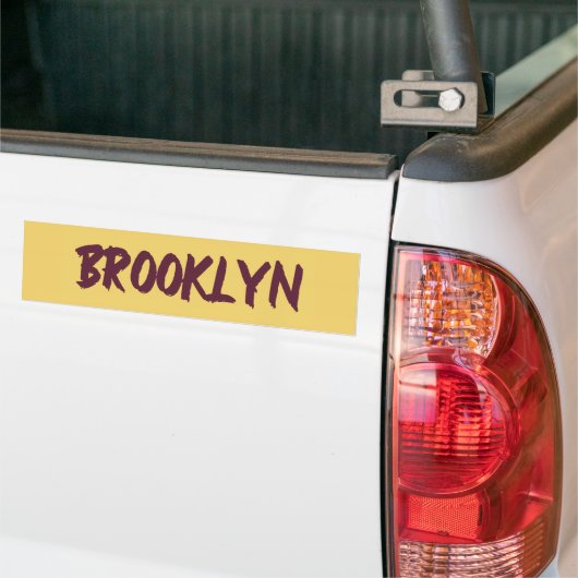 Brooklyn Text Base Design on Yellow Background Bu Bumpersticker (Op Truck)