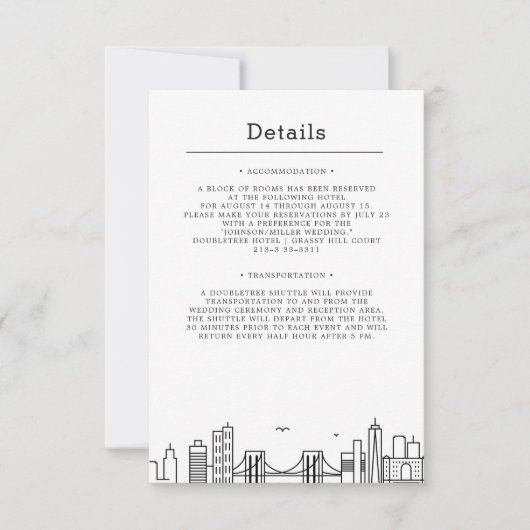 Brooklyn Wedding | Invitation détails invité (Devant)