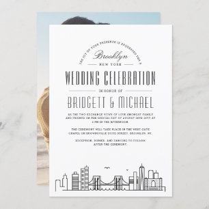 Brooklyn Wedding   Moderne Deco Skyline Kaart