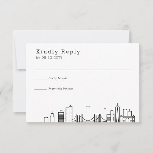 Brooklyn Wedding | Stijlvolle Skyline RSVP Kaartje (Voorkant)