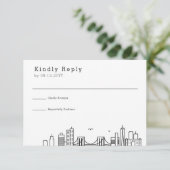 Brooklyn Wedding | Stijlvolle Skyline RSVP Kaartje (Staand voorkant)