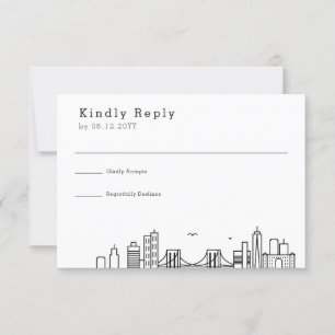 Brooklyn Wedding Stijlvolle Skyline RSVP Kaartje