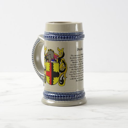 Brooks Family Crest Stein Bierpul (Voorkant links)