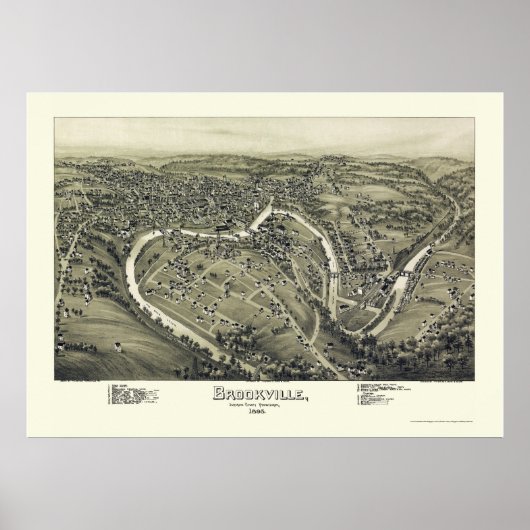 Brookville, PA Panoramic Map - 1895 Poster (Voorkant)