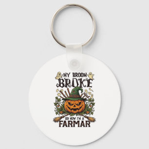 Broom Broke Farmar Halloween Pompoen Heksenhoed Ge Sleutelhanger